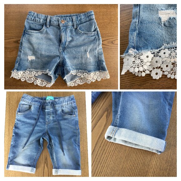 Bundle: Girls' Denim Shorts with Lace & Folded Hem – Size 8 - Picture 1 of 5